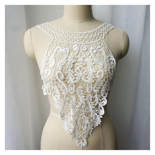 MEMEM 3D-Stickerei-Spitzen-Applikationen, floraler Stoffkragen, bestickte Hochzeitskleid-Applikationen, Bohemian-Stil, Aufnäher(White) von MEMEM