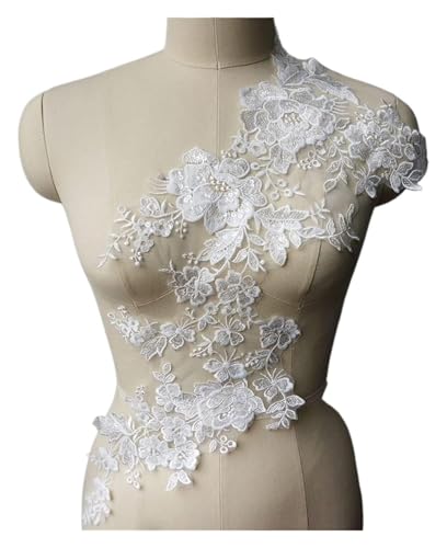 MEMEM 3D-Stickerei-Spitzen-Applikationen, weiße Hochzeitskleid-Applikationen, Spitzenstoff, Blumen-Pailletten-Kragen, Netzstoff, Bestickt MEMEM 3D-Stickerei-Spitzen-Applikationen, weiße Hochzeitskleid-Applikationen, Spitzenstoff, Blumen-Pailletten-Kragen, Netzstoff, Bestickt von MEMEM