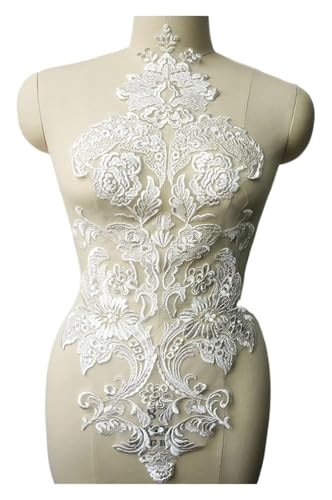 MEMEM 3D-Stickerei-Spitzen-Applikationen, weißer Spitzenstoff, Pailletten-Blumen-Applikationen for Hochzeitskleider, Bestickt MEMEM 3D-Stickerei-Spitzen-Applikationen, weißer Spitzenstoff, Pailletten-Blumen-Applikationen for Hochzeitskleider, Bestickt von MEMEM