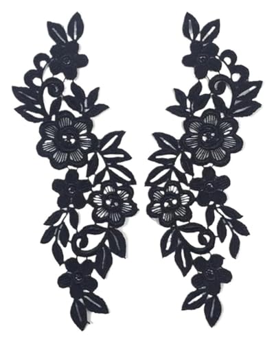 MEMEM 3D-Stickerei-Spitzenapplikationen, Hochzeitskleid-Applikation, Spitzenstoff, Stickerei, Spitzenausschnitt, Nähkleid (schwarz)(Black) von MEMEM