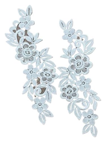 MEMEM 3D-Stickerei-Spitzenapplikationen, Hochzeitskleid-Applikation, Spitzenstoff, Stickerei, Spitzenausschnitt, Nähkleid (schwarz)(White) von MEMEM
