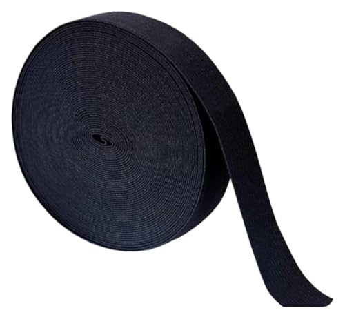 MEMEM 40 m/Rolle Nähgummibänder for Stricken, Nähen, Dehnbare, Flache Gummischnur, breite, geflochtene Gummispulen, DIY-Bastelwerkzeuge, Gummiband for Nähen(Black,15mm) von MEMEM