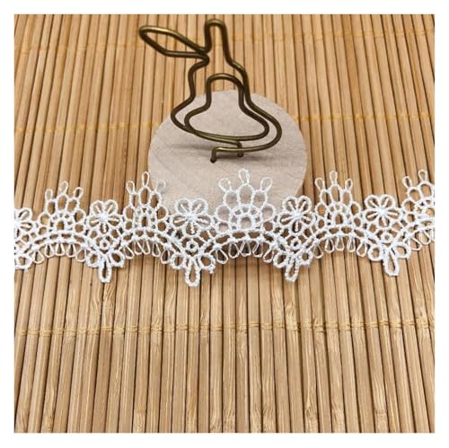 MEMEM Spitzenband im Vintage-Stil, 15 Yards, zartes weiß-schwarzes Spitzenstickerei-Wasserlösliches Band(White) von MEMEM