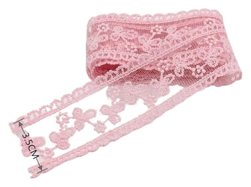 MEMEM Vintage-Spitzenband, 30 Yards Stickerei-Spitzenbesätze, exquisites Nähband, Gurtband, DIY-Besätze(Pink) von MEMEM