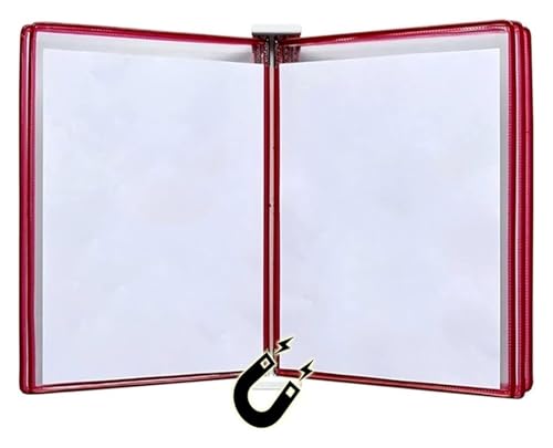 Wandmontiertes Poster-Flipbook-Display, Datei-A3-Display-Wandordner -, A3 [16,53 Zoll × 11,69 Zoll] 10 Taschen, an Metallgerät befestigt(Red) von MEMEM