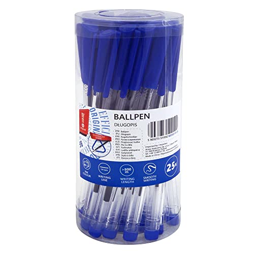 MEMOBE Büro-Kugelschreiber - Druckkugelschreiber Hochwertig - Ergonomische Kuli - Notieren für Schule Büro Zuhause Geeignet - Bürobedarf Kulischreiber - Stift Strichstärke 1mm - Blau - 25 Stück MEMOBE Büro-Kugelschreiber - Druckkugelschreiber Hochwertig - Ergonomische Kuli - Notieren für Schule Büro Zuhause Geeignet - Bürobedarf Kulischreiber - Stift Strichstärke 1mm - Blau - 25 Stück von MEMOBE