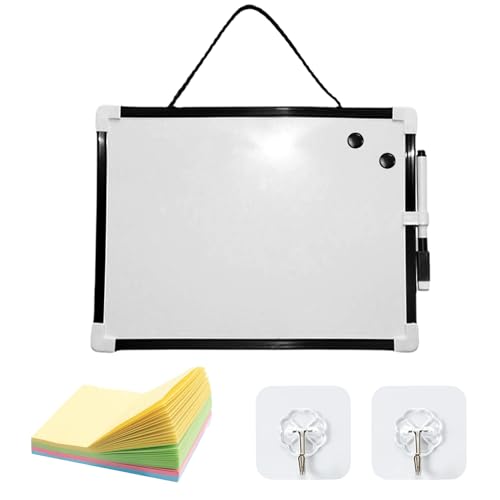 1 Stück Magnetisches Whiteboard Mit 1 Stück Haftnotiz Und 2 Haken, Tragbar, Nachrichtentafel, Pinnwand, Wand-Whiteboard (Schwarz) von MEMOFYND