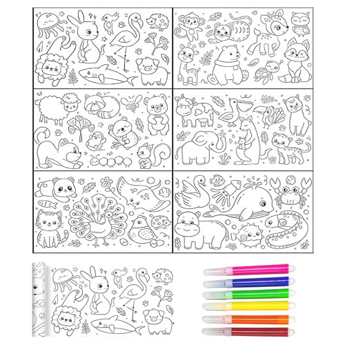 1 Stück Malrolle mit 6 Aquarellstiften, Kinderzeichnung, Malrolle für Kinder, Malpapierrolle, großes Zeichenpapier, Malpapierrolle für Kleinkinder 1 Stück Malrolle mit 6 Aquarellstiften, Kinderzeichnung, Malrolle für Kinder, Malpapierrolle, großes Zeichenpapier, Malpapierrolle für Kleinkinder von MEMOFYND