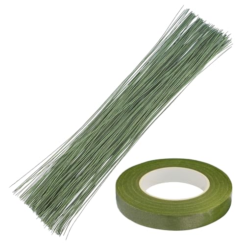 100 Stück Blumendraht, Blumenstiele, mit 1 Rolle Blumenband, Blumendraht, Drahtgirlande, Blumenstieldraht, Blumendraht zum Verpacken von Blumensträußen 100 Stück Blumendraht, Blumenstiele, mit 1 Rolle Blumenband, Blumendraht, Drahtgirlande, Blumenstieldraht, Blumendraht zum Verpacken von Blumensträußen von MEMOFYND