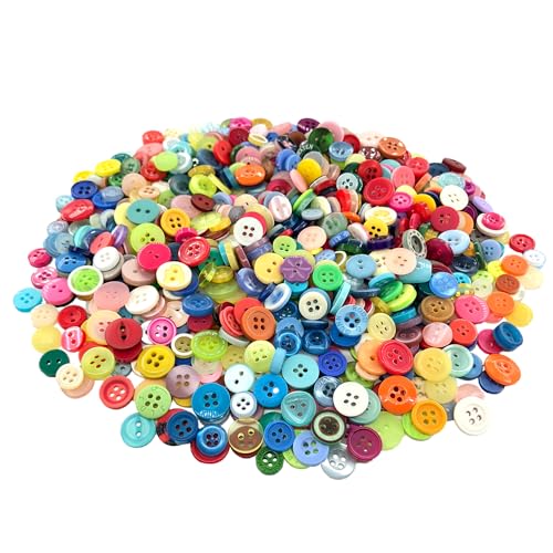1000 Bastelknöpfe, Knöpfe in Verschiedenen Farben, Runde Knöpfe Aus Kunstharz, Nähknöpfe, Geeignet Für Heimwerker, Wollpullover 1000 Bastelknöpfe, Knöpfe in Verschiedenen Farben, Runde Knöpfe Aus Kunstharz, Nähknöpfe, Geeignet Für Heimwerker, Wollpullover von MEMOFYND