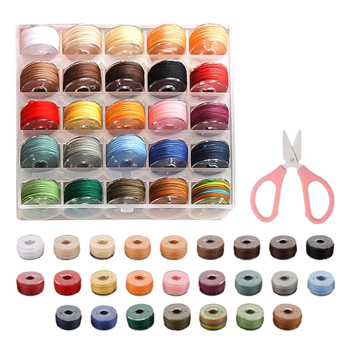 25 Rollen Bunter Wachsfaden Mit 1 Stück Rosa Schere, Polyester-Wachsfaden, Gewachster Baumwollfaden Mit Box, Handnähfaden, Wachsfaden Für Die Schmuckherstellung 25 Rollen Bunter Wachsfaden Mit 1 Stück Rosa Schere, Polyester-Wachsfaden, Gewachster Baumwollfaden Mit Box, Handnähfaden, Wachsfaden Für Die Schmuckherstellung von MEMOFYND