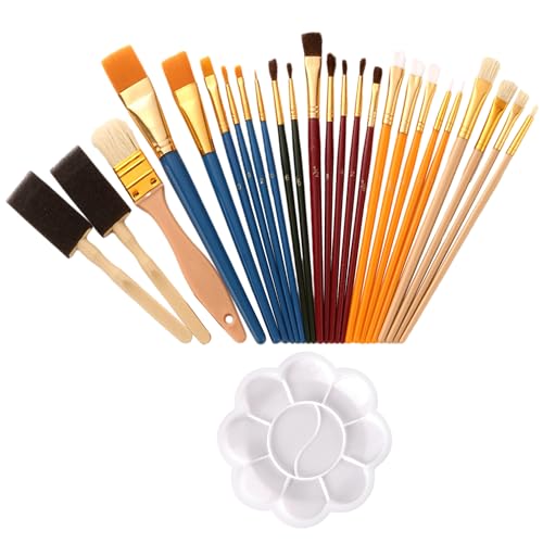 25-Teiliges Pinselset Mit 1 Palette, Kreidepinsel, Aquarellpinsel, ölpinsel, Künstlerpinsel, Acrylfarben Pinselset, Malpinselset,Pinsel Set acryl, 25 Größen 25-Teiliges Pinselset Mit 1 Palette, Kreidepinsel, Aquarellpinsel, ölpinsel, Künstlerpinsel, Acrylfarben Pinselset, Malpinselset,Pinsel Set acryl, 25 Größen von MEMOFYND