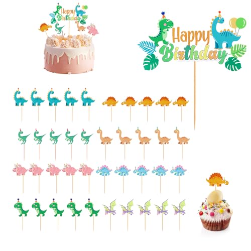 41-Teiliges Set Dinosaurier-Geburtstagskuchenaufsatz, Dinosaurier-Muffin-Dekorationsaufsatz, Kinder-Cupcake-Aufsatz, Kann Für Mottopartys Verwendet Werden von MEMOFYND