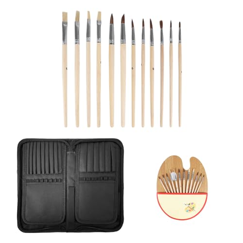 MEMOFYND 12 Pinselstifte mit Palette und Aufbewahrungstasche, Schulpinseltasche, Pinselset für Anfänger, Öl-Log-Pinsel, Pinselset für Grundschüler MEMOFYND 12 Pinselstifte mit Palette und Aufbewahrungstasche, Schulpinseltasche, Pinselset für Anfänger, Öl-Log-Pinsel, Pinselset für Grundschüler von MEMOFYND