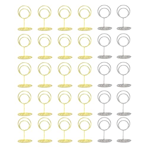 MEMOFYND 30 Stück Tischnummernhalter, Schreibtisch-Namensschild, Esstischkartenhalter, Tischmenühalter, Tischnummernkarte, Menükartenhalter, Tischregal-Set (Gold, Silber) von MEMOFYND