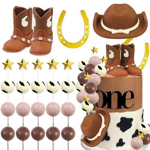 MEMOVAN Cowboy-Rodeo-Kuchenaufsatz, Mini-Cowboyhut und Stiefel, Kuchendekorationen, Western-Cupcake-Dekorationen mit Kugeln und Hufeisen, Dekorationen für Babyparty, erster Rodeo-Geburtstag MEMOVAN Cowboy-Rodeo-Kuchenaufsatz, Mini-Cowboyhut und Stiefel, Kuchendekorationen, Western-Cupcake-Dekorationen mit Kugeln und Hufeisen, Dekorationen für Babyparty, erster Rodeo-Geburtstag von MEMOVAN