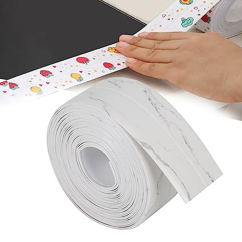 Weichsockelleiste,Dichtungsband Selbstklebend Abschlussleiste aus PVC Wasserdichtes klebeband Verhindert, dass Feuchtigkeit und verhindert Schimmel für Küche und Badezimmer (Weiß 10m) von MENAYODA