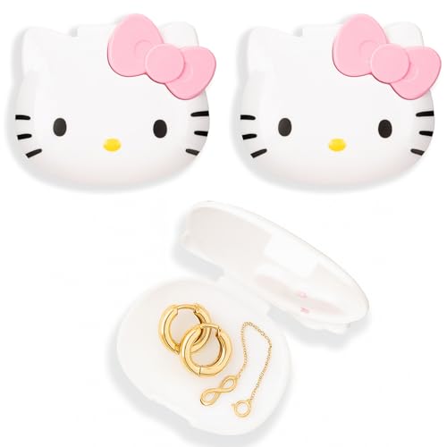 Kitty Schmucketui, 2 Stück, Schmuck-Reiseetui, Polypropylen, kompakte Größe 9,4 cm x 2,7 cm x 7,9 cm, idealer Reise-Schmuck-Organizer, kleine Schmuckschatulle für Damen, sichere Aufbewahrung für Kitty Schmucketui, 2 Stück, Schmuck-Reiseetui, Polypropylen, kompakte Größe 9,4 cm x 2,7 cm x 7,9 cm, idealer Reise-Schmuck-Organizer, kleine Schmuckschatulle für Damen, sichere Aufbewahrung für von MENBLY