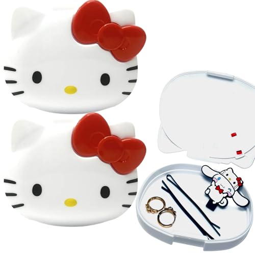 Kitty Zubehörkoffer, 2 Stück, Schmuck-Reiseetui, Polypropylen, kompakte Größe 9,4 cm x 2,7 cm x 7,9 cm, idealer Reise-Schmuck-Organizer, kleine Schmuckschatulle für Damen, sichere Aufbewahrung für Kitty Zubehörkoffer, 2 Stück, Schmuck-Reiseetui, Polypropylen, kompakte Größe 9,4 cm x 2,7 cm x 7,9 cm, idealer Reise-Schmuck-Organizer, kleine Schmuckschatulle für Damen, sichere Aufbewahrung für von MENBLY