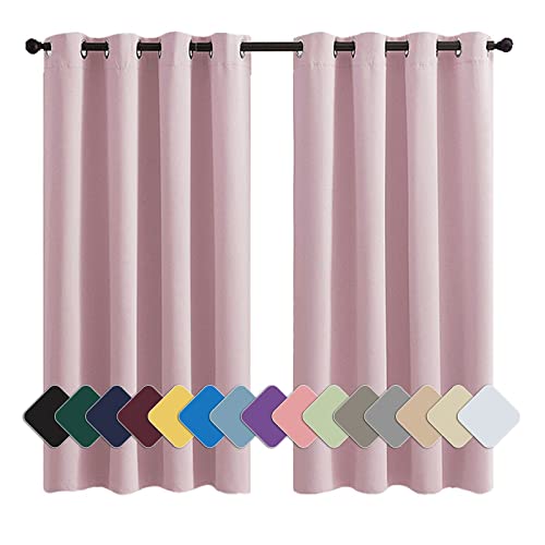 Curtains Modern Thermovorhang lichtdicht Blickdicht Hochwertige Qualität Kälteschutz, für Schal Schlafzimmer Kinderzimmer Wohnzimmer Hell-Pink 1 Stück, 160x107cm(HxB) von MENGH