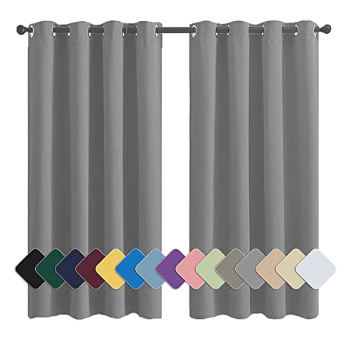 MENGH Vorhang Schlafzimmer Kinder Vorhang Verdunkelnd Geräuschreduzierung Einfach Anzubringen, für Schlafzimmer Kinderzimmer Wohnzimmer hellgrau 1 Stück, 160x107cm(HxB) von MENGH