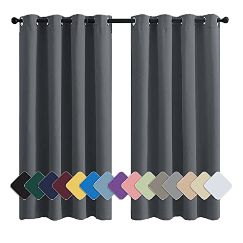 MENGH Wohnzimmer Vorhang Kindervorhänge Blickdicht Thermo Schalldämmend, für Schlafzimmer Kinderzimmer Wohnzimmer grau 1 Stück, 160x140cm(HxB) von MENGH