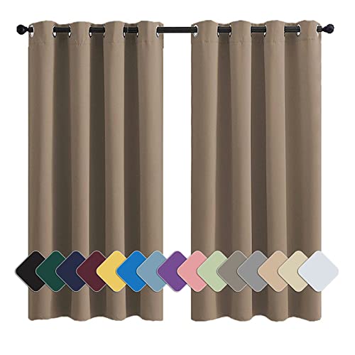 Vorhang Modern Verdunklung Ösenvorhang Blickdicht Geräuschreduzierung Einfach Anzubringen, für Schlafzimmer Kinderzimmer Wohnzimmer Hellbraun 1 Stück, 100x200cm(HxB) von MENGH