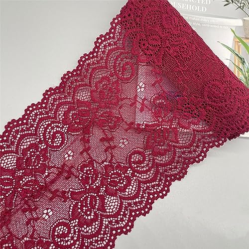 Dekoration von Aufklebern, DIY Nähverfahren, 10 Yards 15 cm Vintage-Besatz, Stickerei, Spitzenbesatz, Stoff, bestickte Applikation, Blumenmuster for Kleidung, Accessoires, Hochzeit(Claret) von MENTAM
