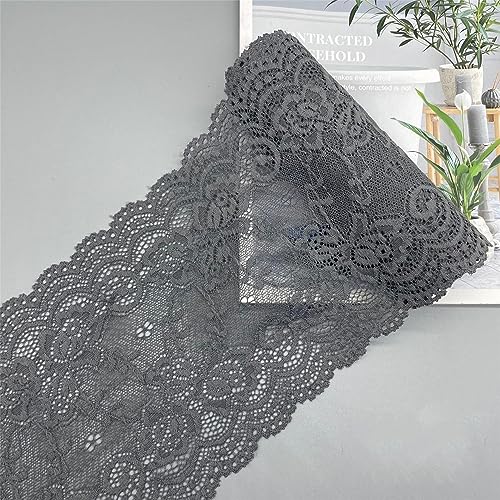 Dekoration von Aufklebern, DIY Nähverfahren, 10 Yards 15 cm Vintage-Besatz, Stickerei, Spitzenbesatz, Stoff, bestickte Applikation, Blumenmuster for Kleidung, Accessoires, Hochzeit(Dark Gray) von MENTAM