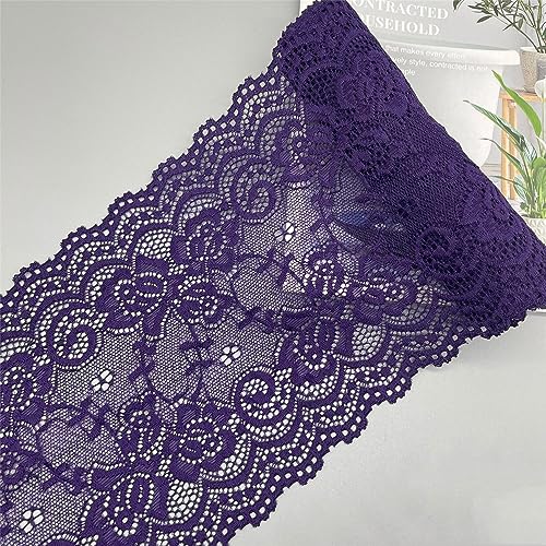 Dekoration von Aufklebern, DIY Nähverfahren, 10 Yards 15 cm Vintage-Besatz, Stickerei, Spitzenbesatz, Stoff, bestickte Applikation, Blumenmuster for Kleidung, Accessoires, Hochzeit(Deep Purple) von MENTAM
