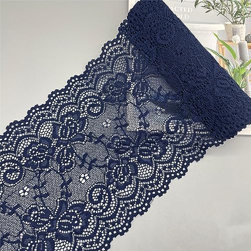 Dekoration von Aufklebern, DIY Nähverfahren, 10 Yards 15 cm Vintage-Besatz, Stickerei, Spitzenbesatz, Stoff, bestickte Applikation, Blumenmuster for Kleidung, Accessoires, Hochzeit(Navy Blue) von MENTAM