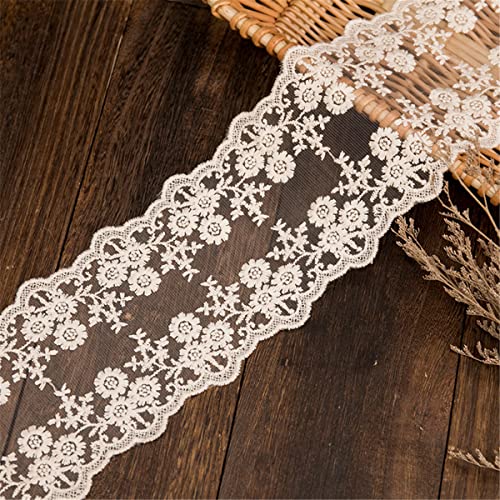 Dekoration von Aufklebern, DIY Nähverfahren, 11 cm Vintage-Besatz, Blumenstickerei, bestickte Applikation, Spitzenstoff, Kleidungszubehör und rustikale Hochzeit(Beige,6 Yards) von MENTAM