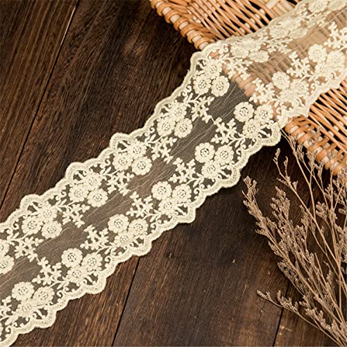 Dekoration von Aufklebern, DIY Nähverfahren, 11 cm Vintage-Besatz, Blumenstickerei, bestickte Applikation, Spitzenstoff, Kleidungszubehör und rustikale Hochzeit(Yellow,6 Yards) von MENTAM