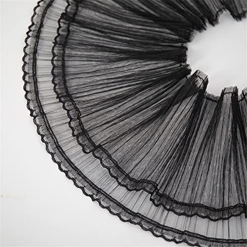 Dekoration von Aufklebern, DIY Nähverfahren, 16 cm Vintage-Einfassungen, Stoff, Tüll, bestickte Applikation, Gurtband, gekräuselt, for Hochzeitskleid, Kleid, Puppendekoration(Black,10 Yards) von MENTAM