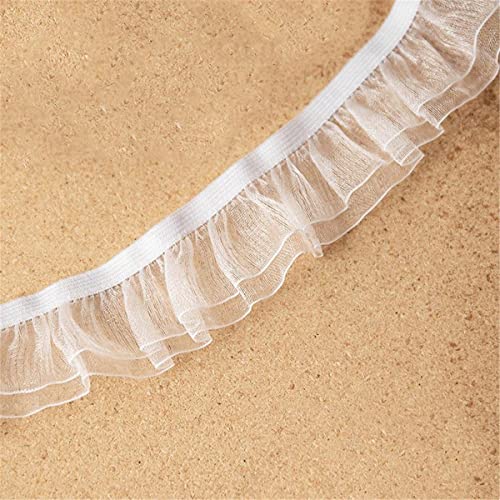 Dekoration von Aufklebern, DIY Nähverfahren, 2,5 cm Vintage-Einfassungen, Stoff, Tüll, bestickte Applikation, Gurtband, gerüscht, for Hochzeitskleid, Kleid, Puppendekor, 4,5 m(White) von MENTAM