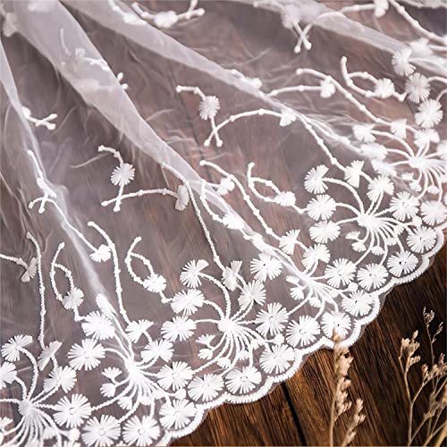 Dekoration von Aufklebern, DIY Nähverfahren, 32 cm breites Band, Gurtband, Stoff, Tüll, Spitzenbesatz, Stoff mit Blumenmuster for Schneidern, Nähen, Geschenkverpackung(White,6Yards) von MENTAM