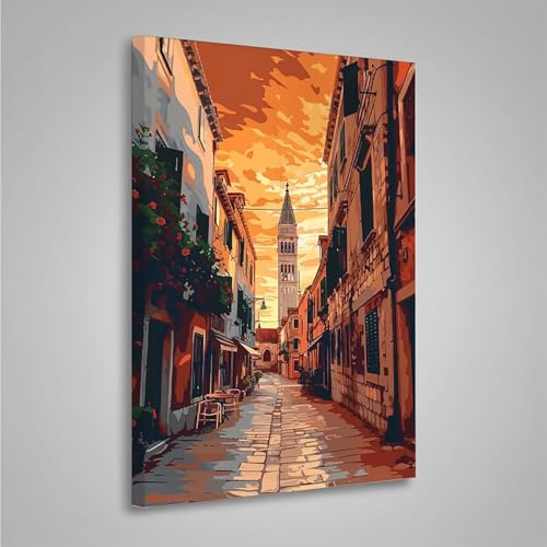 5D Diamant Painting Bilder Architektur Diamond Painting Erwachsene Haus DIY Runden Mosaikherstellung Basteln Erwachsene Anfänger Set für Heim Schlafzimmer Wand Deko, Geschenke (80x110cm) PjY3404 O-W von MEOSUEWI