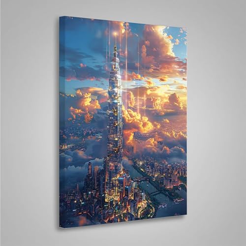 5D Diamant Painting Bilder Architektur Diamond Painting Erwachsene Himmel DIY Runden Mosaikherstellung Basteln Erwachsene Anfänger Set für Heim Schlafzimmer Wand Deko, Geschenke 80x110cm PjY3020 O-8 von MEOSUEWI