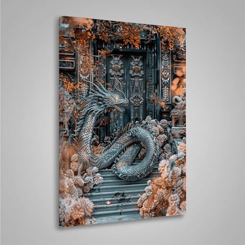 5D Diamant Painting Bilder Drachen Diamond Painting Erwachsene Blume DIY Runden Mosaikherstellung Basteln Erwachsene Anfänger Set für Heim Schlafzimmer Wand Deko, Geschenke (20x30cm) PjY7230 9-L von MEOSUEWI
