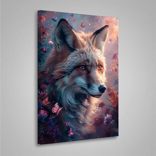 5D Diamant Painting Bilder Fuchs Diamond Painting Erwachsene Blume DIY Runden Mosaikherstellung Basteln Erwachsene Anfänger Set für Heim Schlafzimmer Wand Deko, Geschenke 80x110cm PjY3240 2-6 von MEOSUEWI