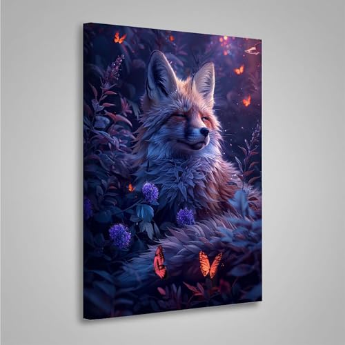 5D Diamant Painting Bilder Fuchs Diamond Painting Erwachsene Schmetterling DIY Runden Mosaikherstellung Basteln Erwachsene Anfänger Set für Heim Schlafzimmer Wand Deko, Geschenke (60x80cm) PjY3048 A-R von MEOSUEWI