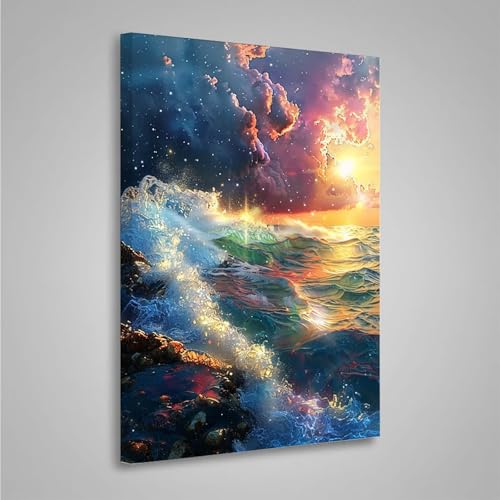 5D Diamant Painting Bilder Himmel Diamond Painting Erwachsene Ozean DIY Runden Mosaikherstellung Basteln Erwachsene Anfänger Set für Heim Schlafzimmer Wand Deko, Geschenke (30x40cm) PjY4230 1-4 von MEOSUEWI