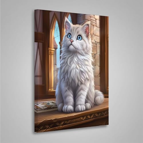 5D Diamant Painting Bilder Katze Diamond Painting Erwachsene Tier DIY Runden Mosaikherstellung Basteln Erwachsene Anfänger Set für Heim Schlafzimmer Wand Deko Wohnzimmer, Geschenke 60x80cm PjY3006 4-5 von MEOSUEWI