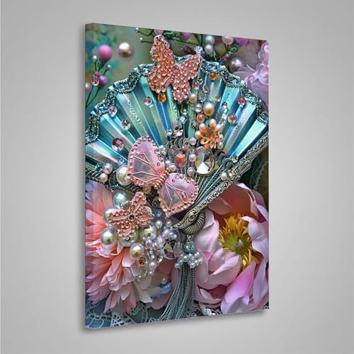 5D Diamant Painting Bilder Lüfter Diamond Painting Erwachsene Blume DIY Runden Mosaikherstellung Basteln Erwachsene Anfänger Set für Heim Schlafzimmer Wand Deko, Geschenke 30x40cm PjY3638 6-3 von MEOSUEWI
