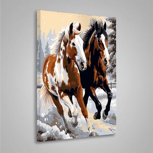 5D Diamant Painting Bilder Pferd Diamond Painting Erwachsene Tier DIY Runden Mosaikherstellung Basteln Erwachsene Anfänger Set für Heim Schlafzimmer Wand Deko, Geschenke (20x30cm) PjY8328 L-Y von MEOSUEWI