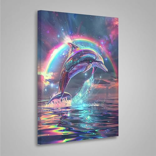 5D Diamant Painting Bilder Regenbogen Diamond Painting Erwachsene Delphin DIY Runden Mosaikherstellung Basteln Erwachsene Anfänger Set für Heim Schlafzimmer Wand Deko, Geschenke (50x70cm) PjY8062 1-6 von MEOSUEWI