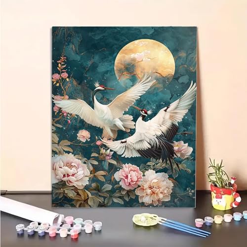 Blume Malen Nach Zahlen Vogel Malen Nach Zahlen Erwachsene Set Mit Pinseln und Pigment Bastelset Erwachsene DIY Handgemalt Ölgemälde für Deko Schlafzimmer, Geschenke für Frauen 90x120CM PJY9 P-R von MEOSUEWI