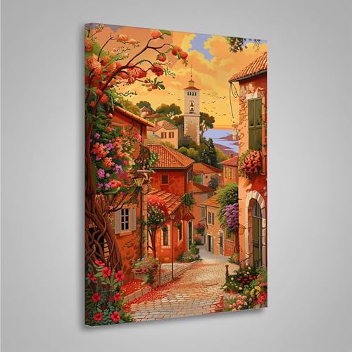 Diamond Painting Erwachsene Abstrakt 5D Diamond Painting Full Drill Haus Diamant Malerei Bilder DIY Diamont Art Stickerei Set Geeignet Als Geschenk, Zur Entspannung und Wanddeko (30x40cm) PjY5913 A-L von MEOSUEWI