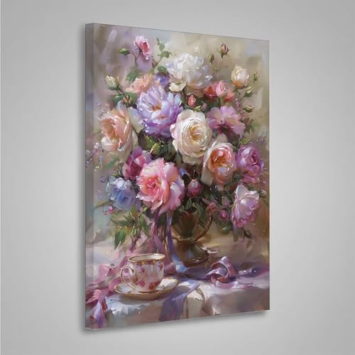 Diamond Painting Erwachsene Blume 5D Diamond Painting Full Drill Blumen Diamant Malerei Bilder DIY Diamont Art Stickerei Set Geeignet Als Geschenk, Zur Entspannung und Wanddeko (50x70cm) PjY485 G-Q von MEOSUEWI