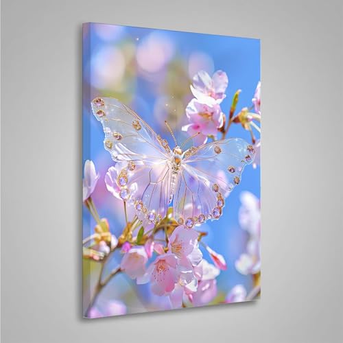 Diamond Painting Erwachsene Blume 5D Diamond Painting Full Drill Schmetterling Diamant Malerei Bilder DIY Diamont Art Stickerei Set Geeignet Geschenk, Entspannung und Wanddeko (20x30cm) PjY215 3-0 von MEOSUEWI